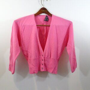 Rebecca Moses Cashmere Cardigan Sweater Size S Pink Made in Italy Vintage